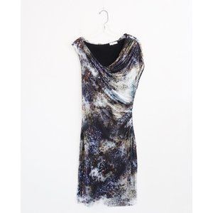 Helmut Lang Purple Black White Modal Jersey Twist Dress est. Small